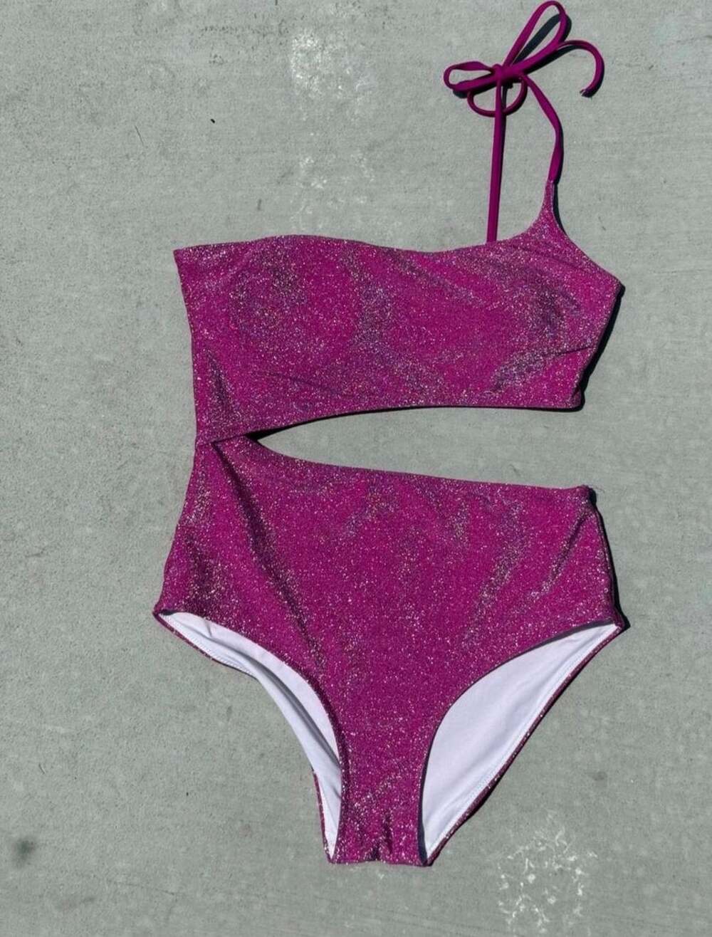 Pink Victoria's Secret Shimmer One-Shoulder Swimsuit M